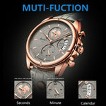 LinkMejor Men's Waterproof Luminous Quartz Watches Fashion Multi-function Business Casual Wristwatch