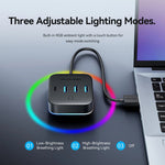Vention CHZ 5-in-1 USB3.0 Hub Charger 3USB-A+USB-C Fast Charging USB-C 3.2 Gen1 5Gbps Desktop Hub Adapter with RGB Light for iPhone 17 17Pro 16 Pro Max 15 14 for Xiaomi 17pro for SAMSUNG for OPPO