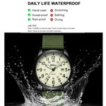 LinkMejor Simple Calendar Sports Waterproof Quartz Watch Comfortable Nylon Strap Luminous Pointer Men Watch with Alloy Case