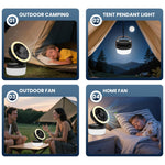 LinkMejor Outdoor Solar Fan Light Portable Rechargeable Hanging Lamp USB Rechargeable Folding Camping Lights Easy to Use