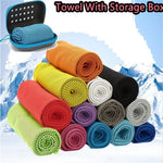 LinkMejor 1 PCS Quick-Dry Cooling Towels with Storage Box Soft Breathable Sweat Absorption Cold Head Scarves for Sports Running Yoga Gym
