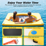 Warmounts Inflatable Floating Island Water Hammock with Mesh Center Non-Slip Floating Mat Bathing Platform for Lake Pool Sea Swimming Platform for Adults and Dogs Includes Pump Bag and Rope