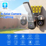 V380 6MP Solar Powered Outdoor WiFi Camera 2K Wireless Auto Tracking PIR Siren Smart Home CCTV Security Camera