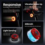 LinkMejor CY120 Smart Brake Bicycle Taillight Auto Start/Stop Brake Sensing Bike Rear Light Vibration Wake-Up Carbon Waterproof Tail Light