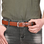 LinkMejor 130cm Genuine Leather Mens Pinch-buckle Belt with Box Birthday Gift for Husband Father Son