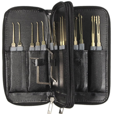 25PCS Spring Steel Locksmith Practice Tool Set Single Hook Lockpick Training Unlock Key Extractor Door Opening Tension Wrench Kit with Convenient Leather Case for Skill Enhancement and Emergency Use