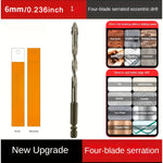 6pcs Drill Bit Carbide Sawtooth 4-Teeth Hex Shank Dry Drill Bit for Ceramic Tile Cast Iron Concrete with Ceramic Buster for Precision Positioning Ideal for Construction & Renovation Projects