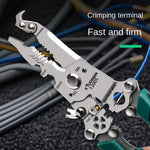 Foldable Wire Stripper Plier Needle Nose Carbon Steel Blade 223mm Ergonomic Handle Black and Green Multipurpose Electrician Tool
