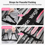 DashingNoah Rolling Ski Bags with Wheel, 155cm-175cm Padded Waterproof Snowboard Bag for Air Travel, Fits Single Ski & Skis with 3 Separation Storage, Unisex Adjustable Length, Pink