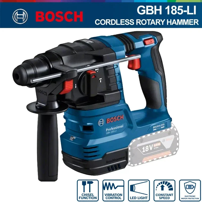 LinkMejor 185-LI for Bosch Professional Brushless Rotary Hammer SDS Plus 18V Impact Drill Powerful Motor Reduced Vibration Recoil Control Dust-Free Attachment Lightweight Design