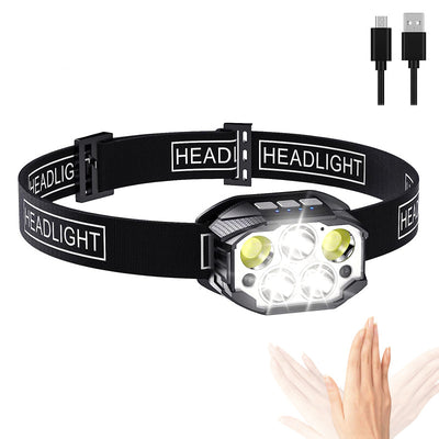 1200LM Super Bright Motion Sensor Headlamp Outdoor Waterproof Head Flashlight USB Charging Headlight for Fishing Camping Search Light