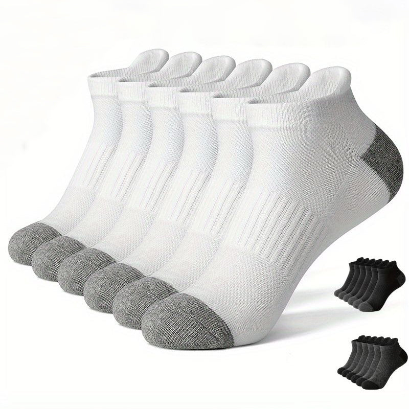 6 Pair Cotton Men Socks Comfy Solid Color Male's Short Sock Summer Cycling Breathable Mesh Running Ankle Socks