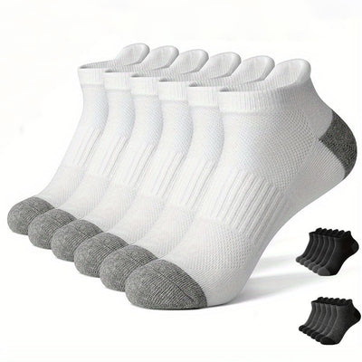 6 Pair Cotton Men Socks Comfy Solid Color Male's Short Sock Summer Cycling Breathable Mesh Running Ankle Socks
