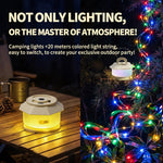 Bikight T-16A Outdoor Camping Atmosphere Light 20m LED String Lamp 1800mAh USB-C Rechargeable IPX4 Waterproof 7 Modes Tent Lantern for Camping Backpacking
