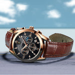 LinkMejor Men Watches Waterproof Luminous Calendar Quartz Watch Stainless Steel Leather Watch Fashion Luxury Business Wristwatch