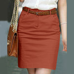 LinkMejor Women Street Fashion OL Work Skirts Side Pockets Plain Zipper Commute Mini Pencil Overskirts