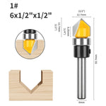 6MM 6.35mm 1/4 Inch Shank 90 Degree V Shape Router Bit 1/2 Inch 12.7mm Cutting Diameters Carbide CNC Engraving V Router Bit for Signmaking / Lettering / Woodworking Door Carving