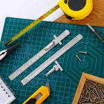 Flexible 6 Inch 15 cm Stainless Steel Pocket Ruler with Metric and Imperial Scale Detachable Clip Conversion Table Clear Graduation