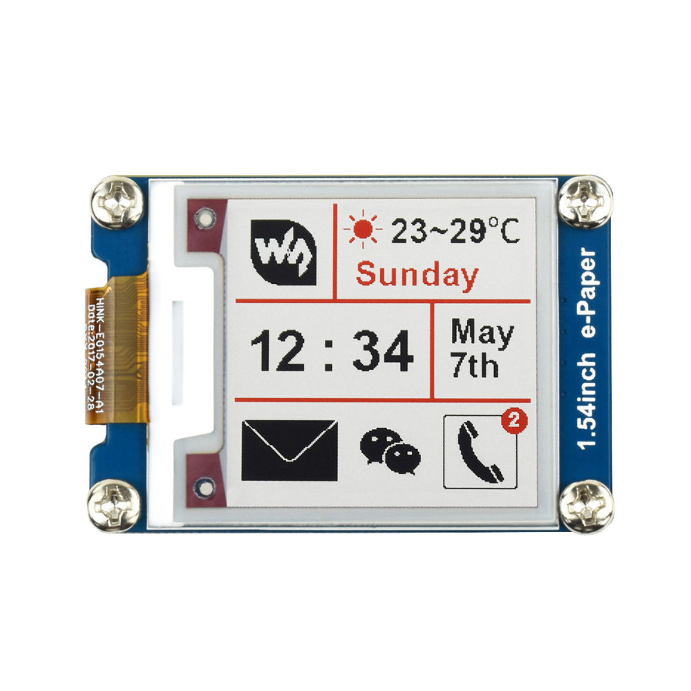 Waveshare 1.54 Inch E-Paper Display Module Ink Screen Red Black White 200x200 Low Power Consumption Wide Viewing Angle SPI