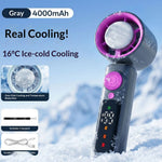 Tevorex 4000mAh Handheld Cooling Fan 199 Gears Speed Adjustable Long Battery 2-In-1 Rechargeable Portable Desktop Fan with LED Display for Indoor Outdoor