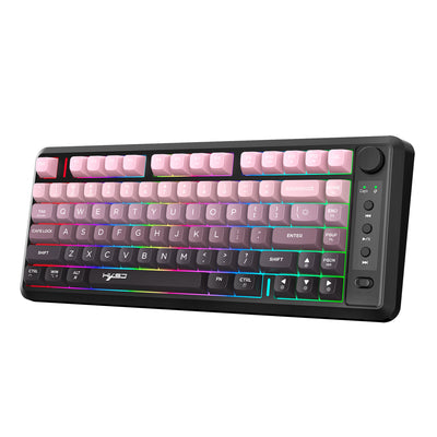 LinkMejor L400 Three Mode Wireless Gaming Keyboard 81 Keys Ergonomic RGB Backlight Membrane 2000mAh Battery Gradient Keycaps Gamer Keyboards