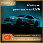 Turbo Racing C74 RTR 1/76 2.4G RWD Mini Drift RC Car Full Proportional LED Light Upgrade Chassis TC06 Miniature Professional Vehicles Models Super Micro Remote Control Toys