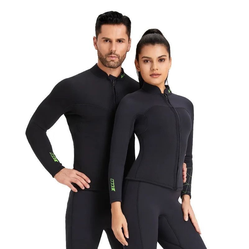 LinkMejor 3mm Warm Neoprene Diving Wetsuit Back Zip Wetsuits Split Long Sleeves Thermal Swimsuit for Deep Surfing Swimming Snorkeling Water Sports