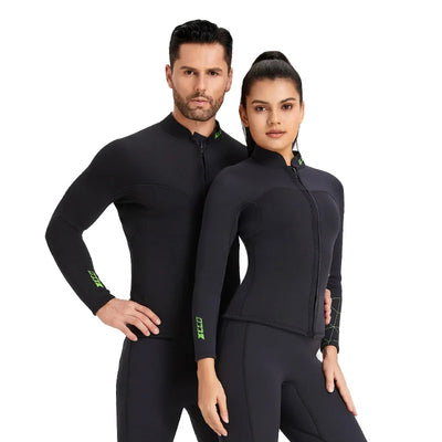 LinkMejor 3mm Warm Neoprene Diving Wetsuit Back Zip Wetsuits Split Long Sleeves Thermal Swimsuit for Deep Surfing Swimming Snorkeling Water Sports