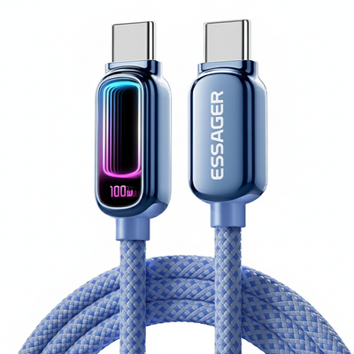 LinkMejor ES-X81 5A 100W Type-C to Type-C RGB Lighting Cable QC PD SCP FCP Fast Charging Data Transmission Thickened Copper Core Line 1M/2M Long for iPhone 17 17Pro 16 Pro Max 15 for Huawei Mate XTs for OPPO for VIVO