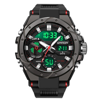 LinkMejor Men Quartz Watch Waterproof Sport Wristwatches Multifunctional Outdoor Luminous Electronic Watch - Dual Display, Calendar, Alarm Clock, Stopwatch