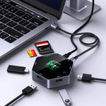 LinkMejor BW-TH16 8 in 1 USB Hub LCD Smart Display Type-c Docking Station with USB3.1 Type-C 3.1 HD 4K@60Hz SD/TF Card Slots 100W PD Power Delivery