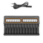 Intelligent Charging Adapter 12 Bay Battery Charger LCD Display Multi Slot Supports 18650/AA/AAA Battery Overcharge Protection Heat Dissipation Fast Charging Efficient Power Supply