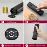 IPRee Automatic Electric Salt and Pepper Grinder Set Battery Powered with Ceramic Grinder Core Adjustable Coarseness LED Light Dual Chamber Kitchen Gadgets Spice Mill
