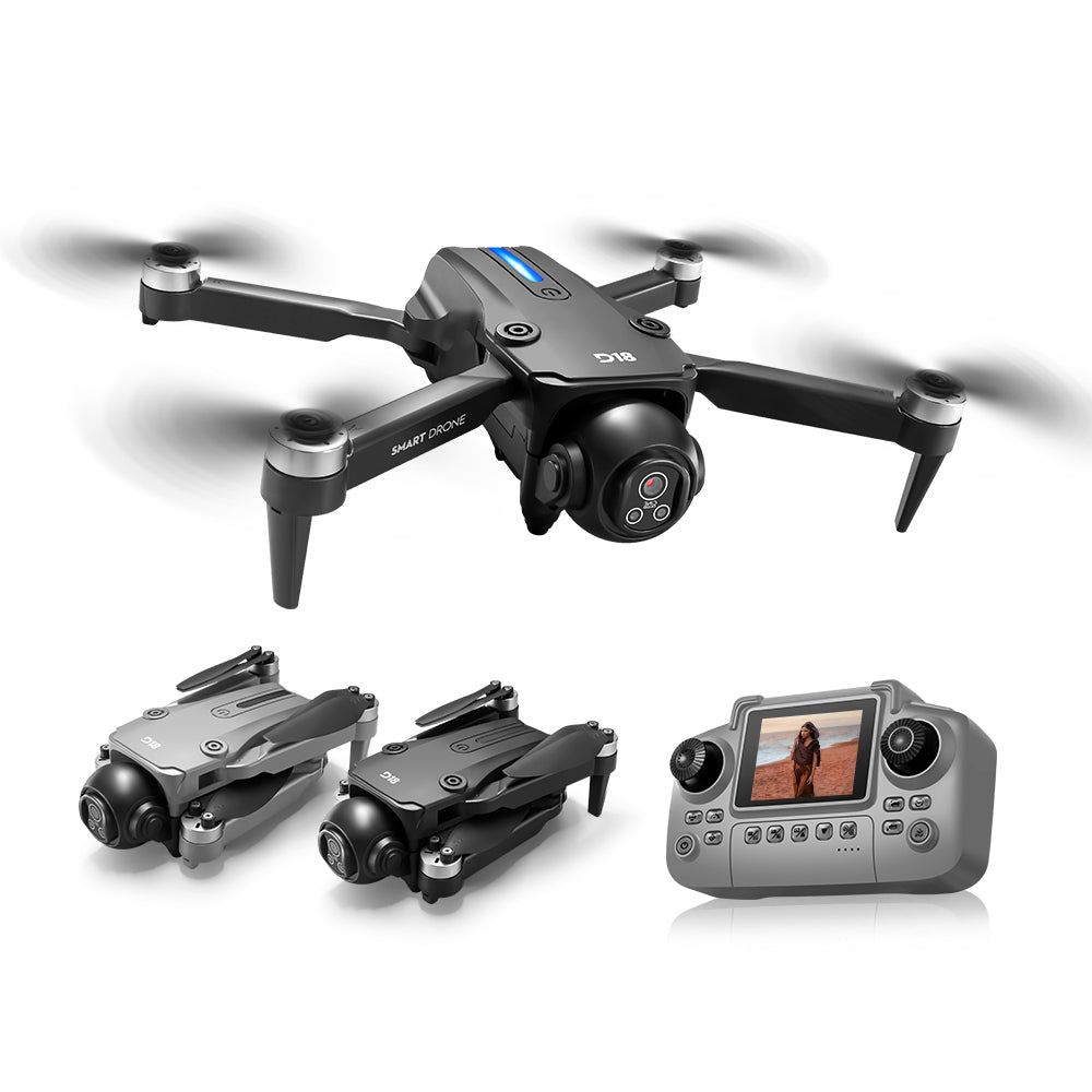 LinkMejor D18 WiFi FPV with LCD Screen Controller Dual Camera 150° Electrically Adjustable Optical Flow Positioning Automatic Obstacle Avoidance Brushless Foldable RC Drone Quadcopter RTF