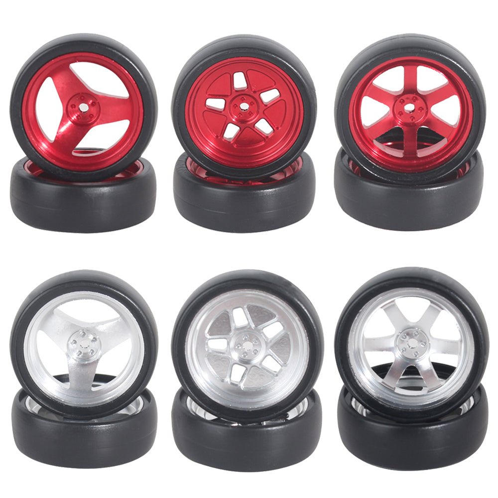4PCS LDRC LD1801 LD1802 LD1803 LD1804 1/18 RC Car Upgraded Parts Drift Tires Metal Wheel Rims/Racing Tyres Vehicles Models Spare Accessories