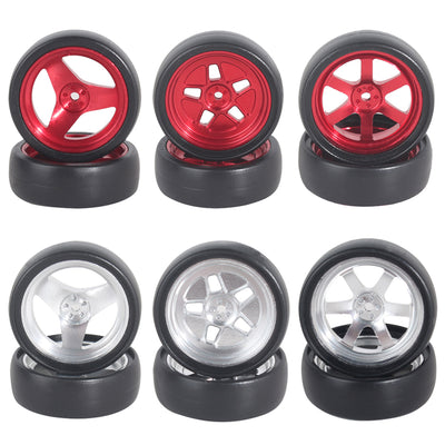 4PCS LDRC LD1801 LD1802 LD1803 LD1804 1/18 RC Car Upgraded Parts Drift Tires Metal Wheel Rims/Racing Tyres Vehicles Models Spare Accessories