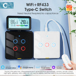 LinkMejor Tuya Wireless WiFi RF433 Smart Home Wall-mounted Light Switch Touch Panel Control Switches Timing Function Remote APP Control Voice Control with Alexa Google Assistant Yandex Tmall Genie