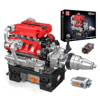 Mould King 10204 Technical Toys MOC Mechanical FE Sports Car V8 Engine Building Block Brick Assembly Kit 750PCS Kids Toys Christmas Gifts