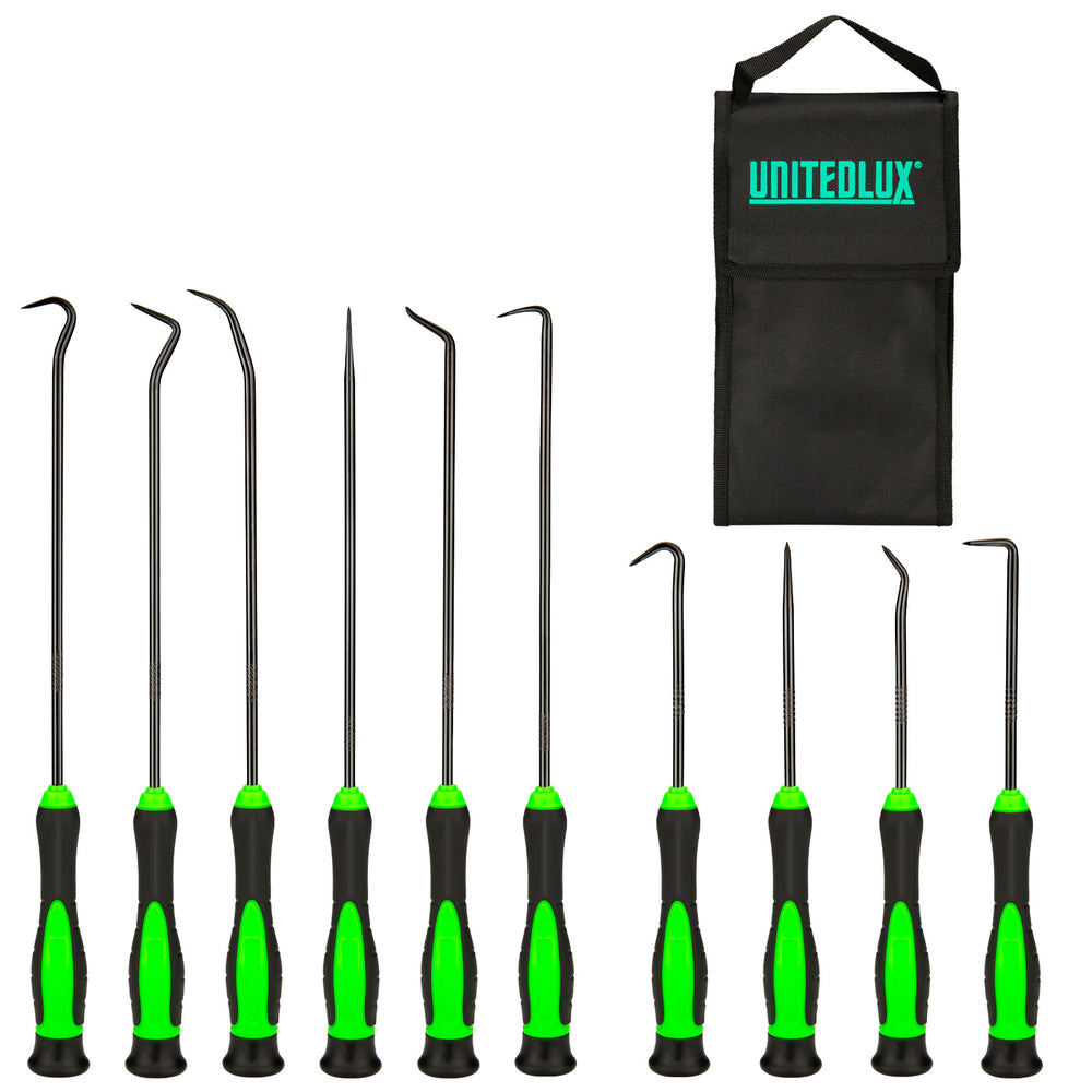 10pcs Chrome Vanadium Steel Seal Hook Driver Puller Set Ergonomic Glue-Coated Handle ASME Standard Premium Canvas Bag