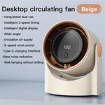 IPRee Mini Cooling Fan Silent Portable Bladeless Fan 100 Level Desktop Fan USB Rechargeable Digital Display High-Speed Circulating Fan