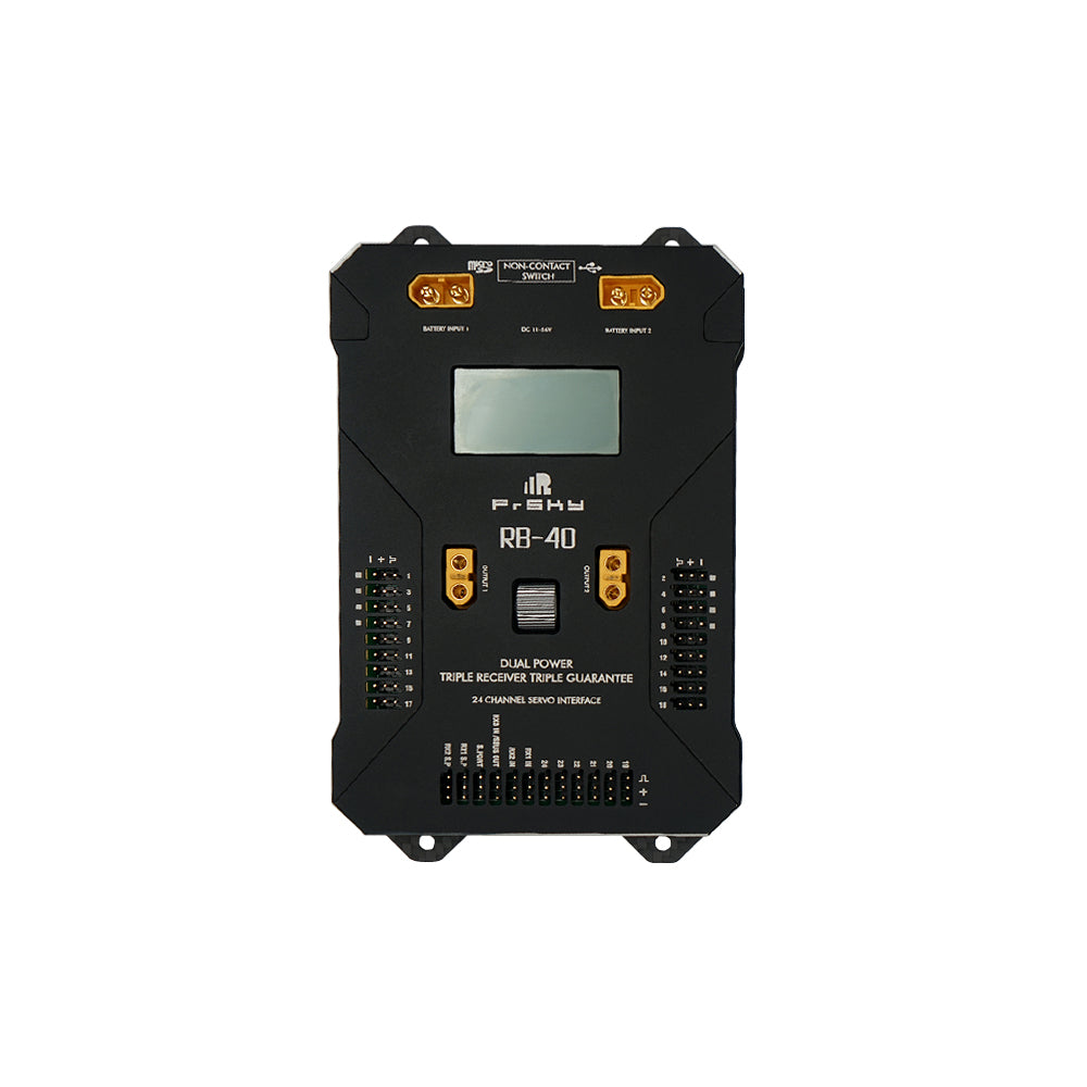 FrSky RB40 24CH Dual Power Triple Receive Signal Redundancy Module with Menu Scroll Button & LCD Screen Built-in Gyroscope Sensor Non-contact NFC Switch for RC Drone
