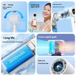 Handheld Fan Mini Fan with Digital Display 180° Folding Multi-Angle Air Supply USB Fan 3600mAh High Speed Fan