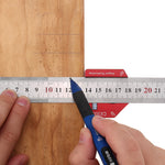 Drillpro CX300-2 Adjustable 45/90 Degree Metric and Inch Line Scribe Ruler Positioning Measuring Ruler 300mm Marking Ruler Woodworking Tool