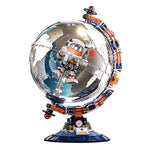 LinkMejor 360° Rotating Transparent Globe World Map Creative Tech Cool Warm Lighting Building Blocks Brick Assembly Kit For Kids Educational Toys Gifts