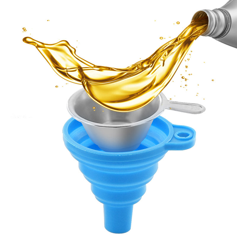 LinkMejor TREES® Collapsible Silicone Funnels and Stainless Steel Resin Filter Cups for Pouring Resin Back into Bottle