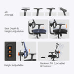 LinkMejor MagicH-BPro Ergonomic Chair with Footrest, Auto-Following Backrest Headrest, Adaptive Lower Back Support, Adjustable Armrest, 4 Positions to Lock