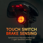 LinkMejor BL-S2 Smart Brake Sensing Bike Taillight 400mAh Battery  Touch Control Light Sensing 6 Lighting Modes IPX6 Waterproof Type-C Rechargeable Vibration Sensor Bicycle Rear Light