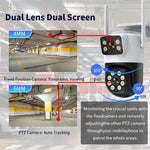 4MP HD Dual Lens PTZ WiFi IP Camera 355° Horizontal 90° Vertical View Angle Night Vision IP66 Waterproof Security Surveillance