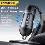 LinkMejor ES-CC20 bluetooth V5.3 FM Transmitter 35W PD + QC3.0 USB Car Charger Wireless Radio Adapter HiFi Music Play Car Kit With Mic Hands Free Calls