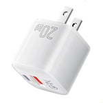 [GaN Tech] LinkMejor ES-CD31 20W 2-Port USB PD Charger USB-A+USB-C Fast Charging Wall Charger Adapter EU Plug US Plug for iPhone 16 16 Pro 15 14 13 Pro Max for Xiaomi 15 Ultra for Samsung Galaxy S25 Ultra for Huawei Pura X